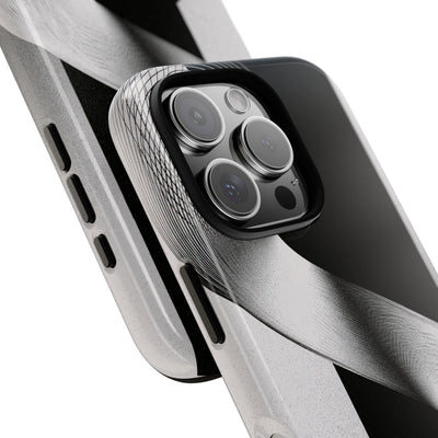 Grey Tough Phone Case for iPhone - Obsidian Moiré Wave