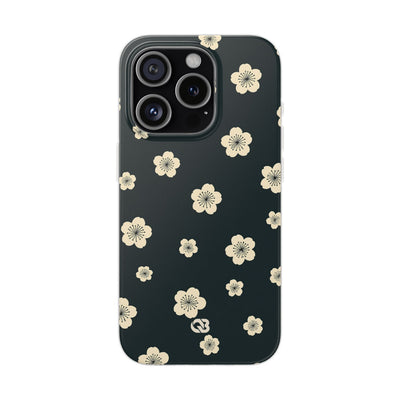Teal Lite Phone Case for iPhone - Obsidian Cream Petals