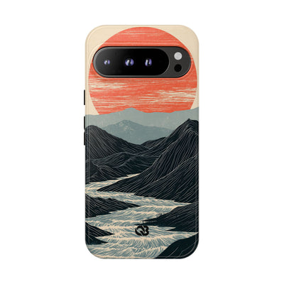 Beige Tough Phone Case for Google Pixel - Crimson Ridge Flow