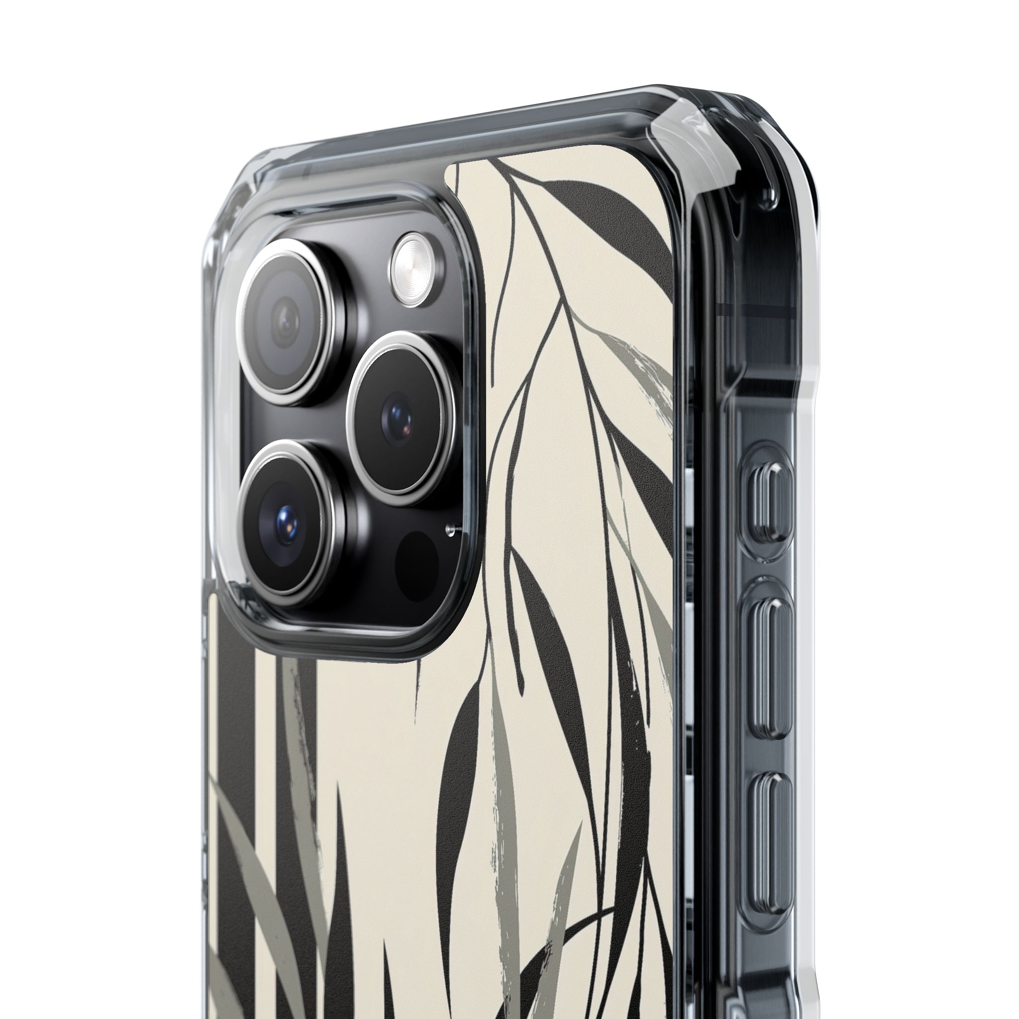 Beige Impact MagSafe Phone Case for iPhone - Soot Leaf Sketch