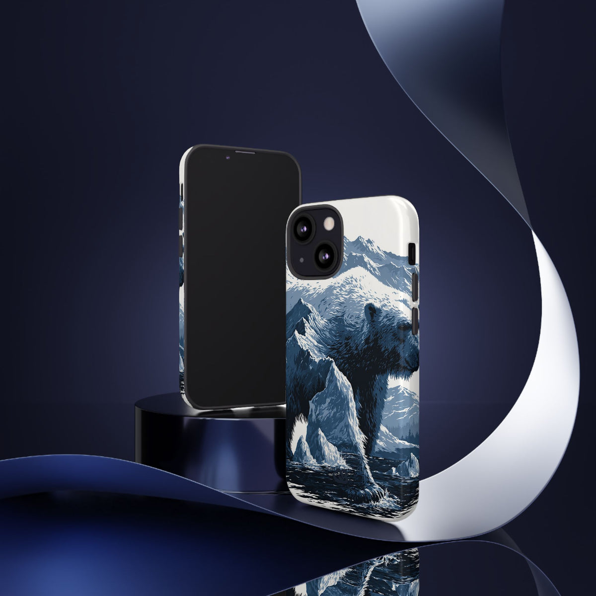 Fjord Summit Bear · Tough Phone Case for iPhone · Blue