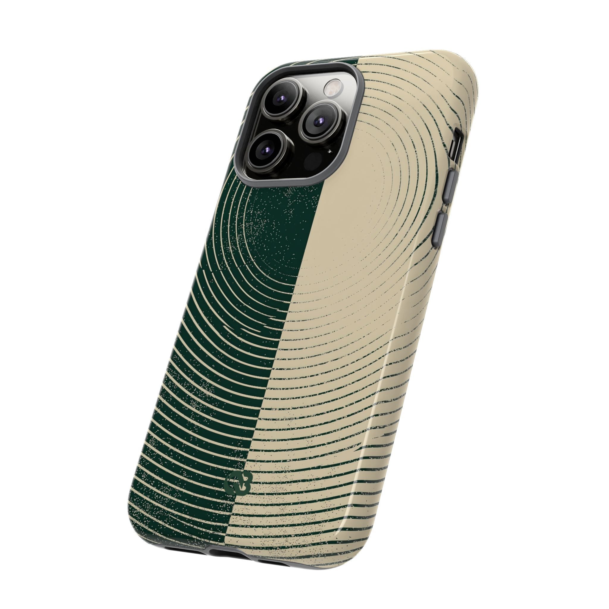 Green Tough Phone Case for iPhone - Evergreen Split Grain