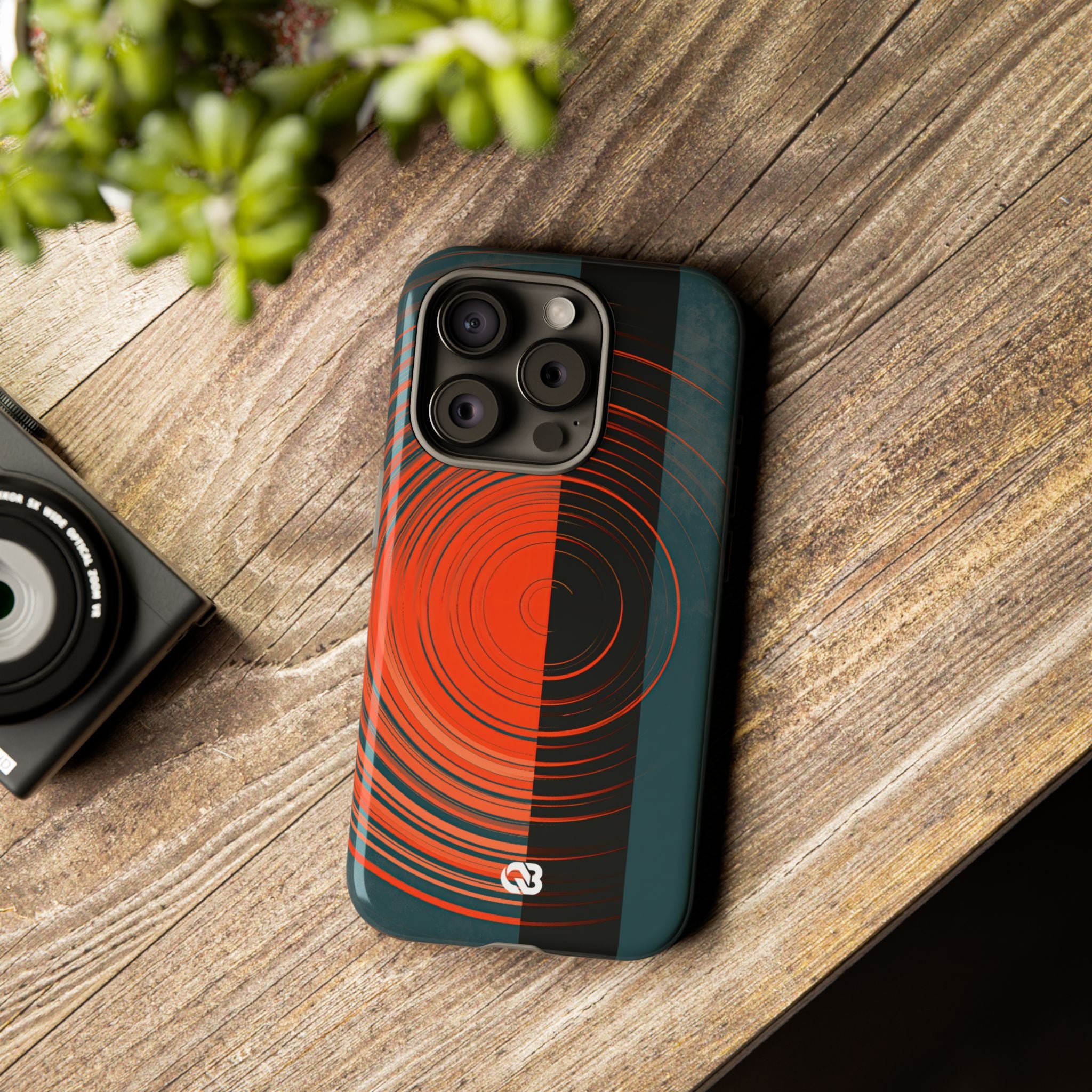 Teal Tough Phone Case for iPhone - Burnt Slate Radial
