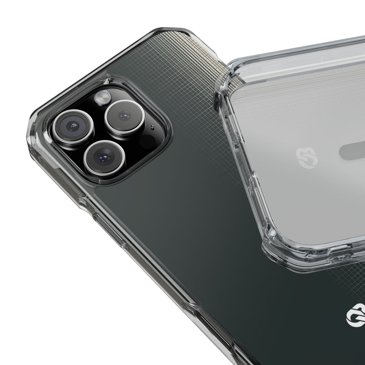 Modular Grid Shift · Clear Impact Magnetic Phone Case for iPhone ·  Grey