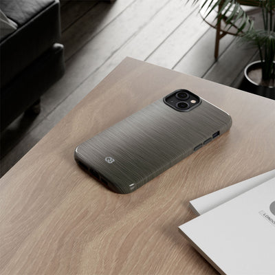 Grey Tough Phone Case for iPhone - Brushed Industrial Steel