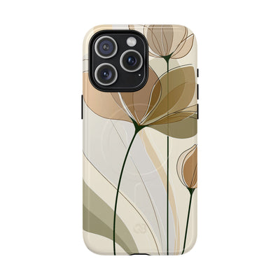 Beige Tough 2.0 Magsafe Phone Case for iPhone - Muted Ochre Petals