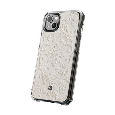 Ivory Baroque Relief · Clear Impact Magnetic Phone Case for iPhone ·  White
