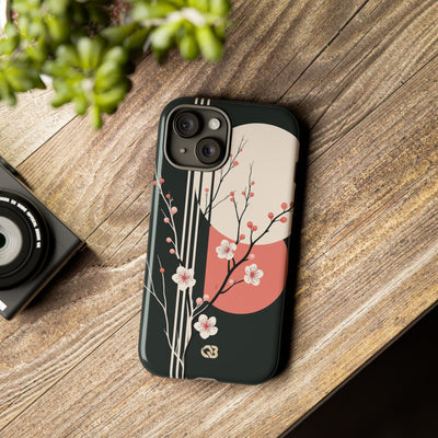 Black Tough Phone Case for iPhone - Kyoto Midnight Blossom