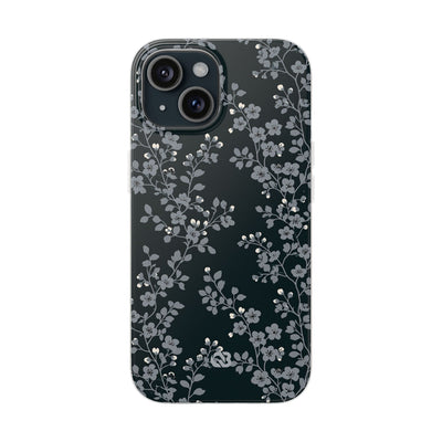 Black Lite Phone Case for iPhone - Midnight Slate Blossom