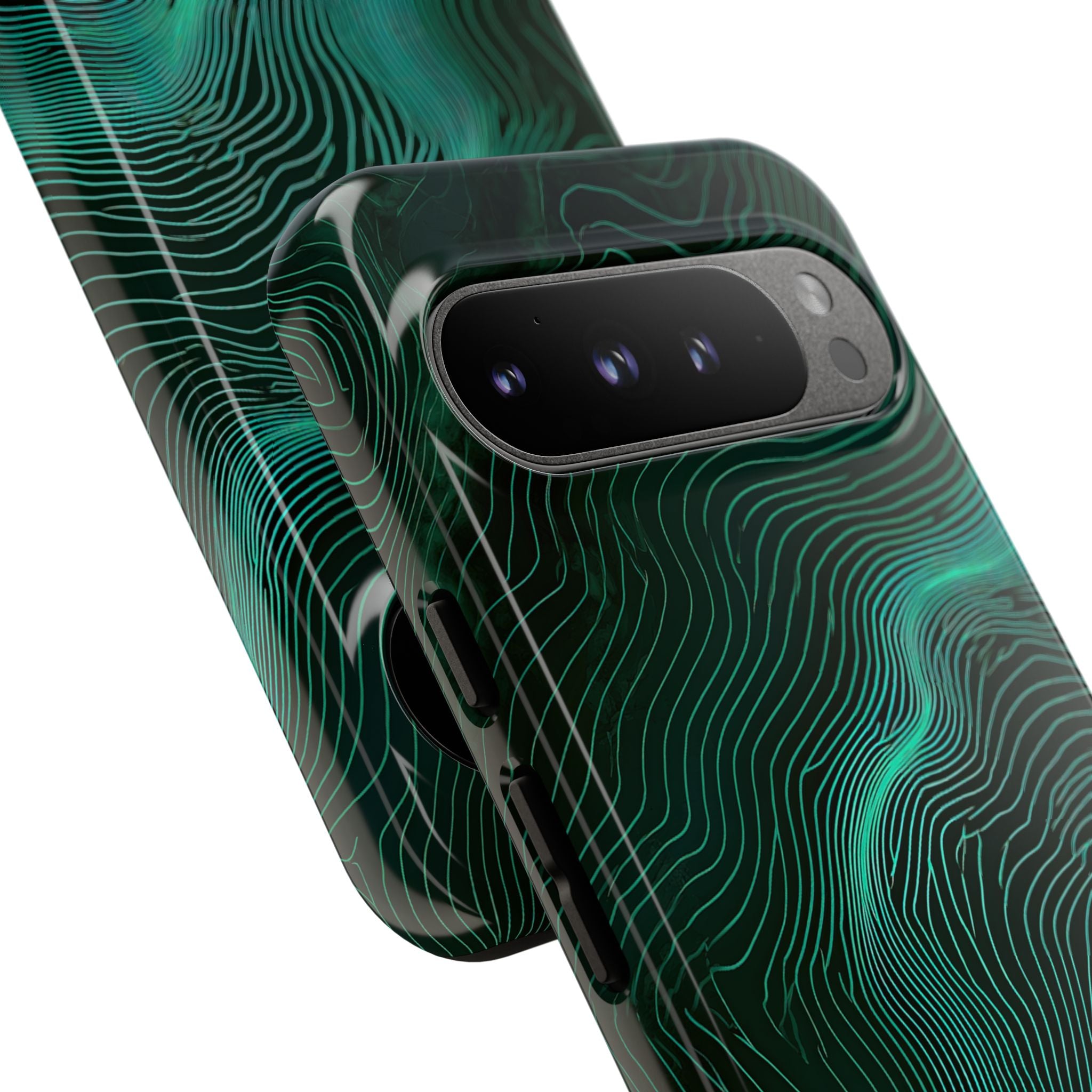 Teal Tough Phone Case for Google Pixel - Neon Jade Contour