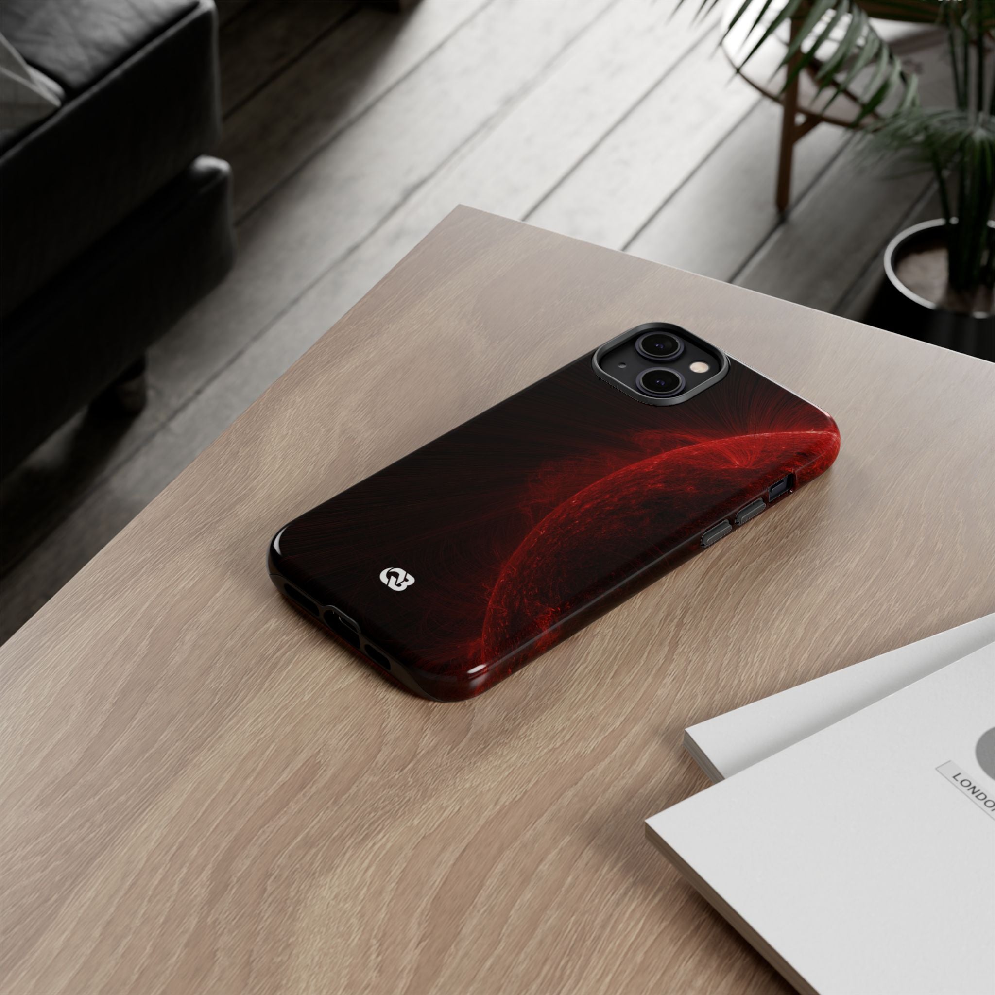 Red Tough Phone Case for iPhone - Solar Crimson Flare