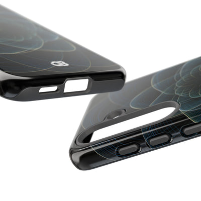Blue Tough Phone Case for Samsung - Celestial Wireframe Bloom