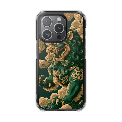 Imperial Guardian Lion · Clear Impact Magnetic Phone Case for iPhone · Green