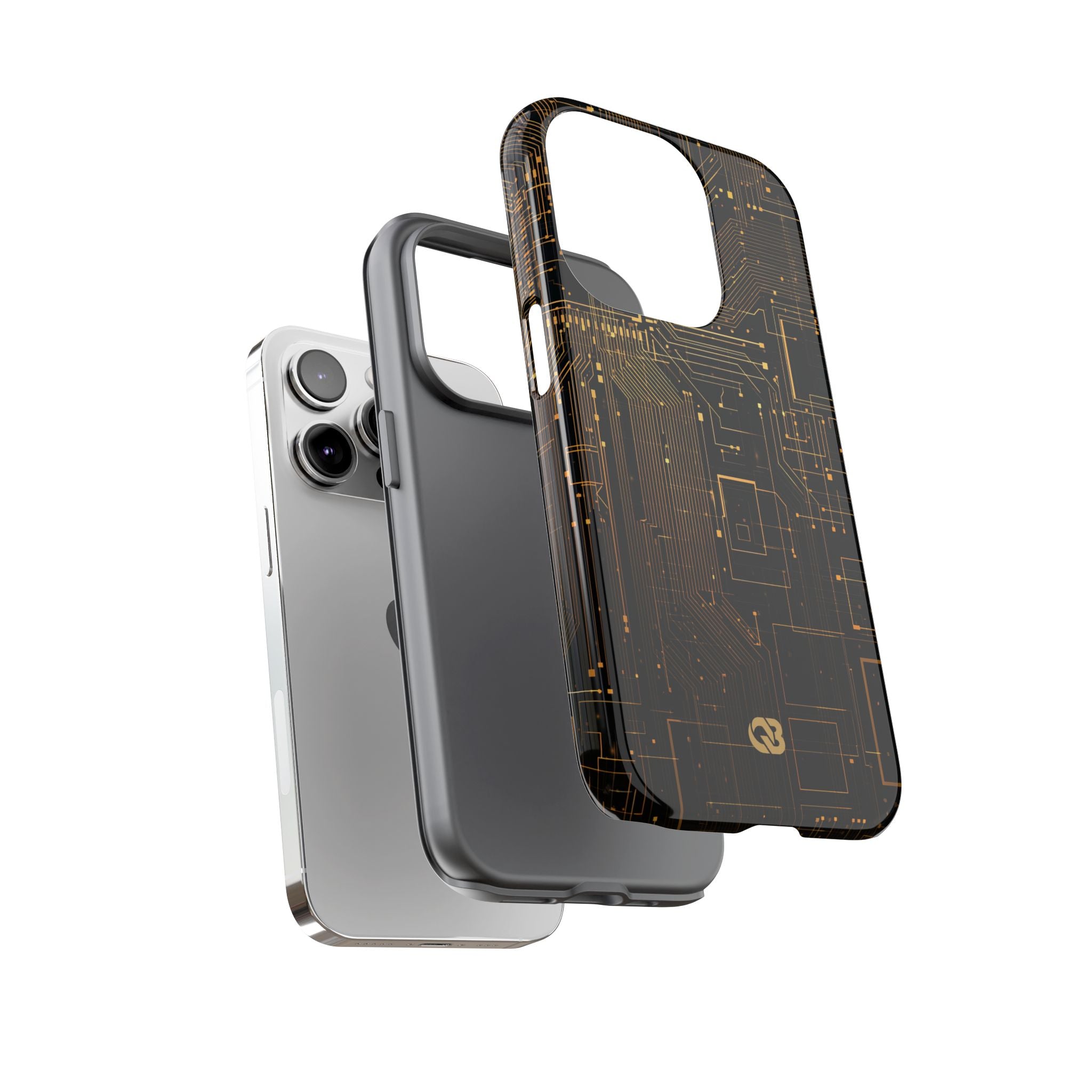 Gold Tough Phone Case for iPhone - Amber Core Mainframe