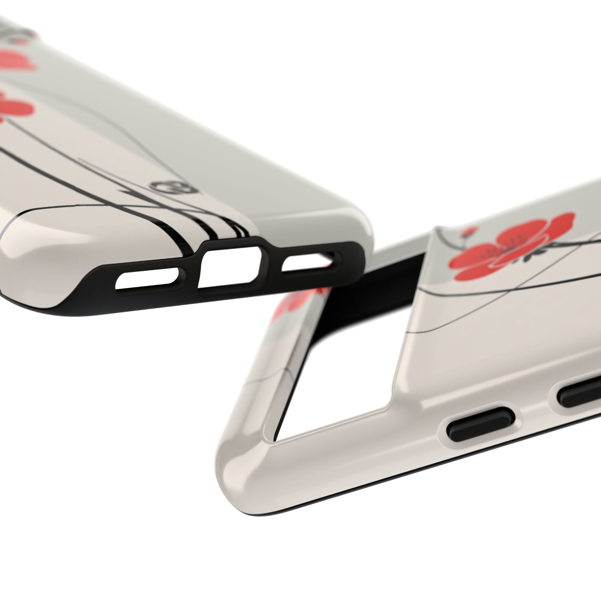 Beige Tough Phone Case for Google Pixel - Scarlet Ink Petals