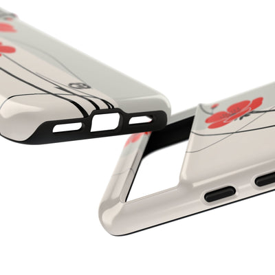 Beige Tough Phone Case for Google Pixel - Scarlet Ink Petals