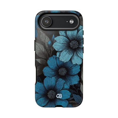 Obsidian Blue Petals · Coque de téléphone Tough pour iPhone