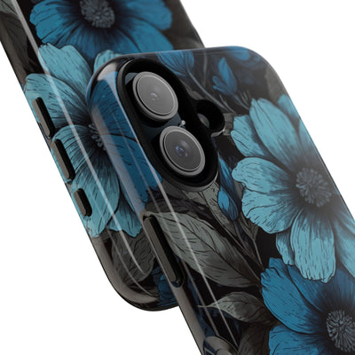 Obsidian Blue Petals · Coque de téléphone Tough pour iPhone
