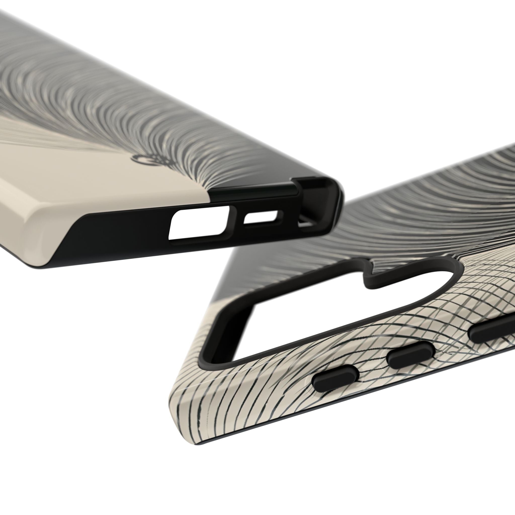 Beige Tough Phone Case for Samsung - Obsidian Cream Plume