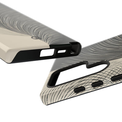Beige Tough Phone Case for Samsung - Obsidian Cream Plume