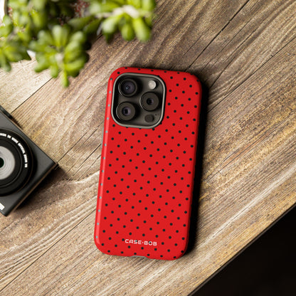 Crimson Dot Matrix iPhone 15 Pro Case - Tough