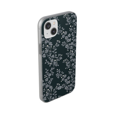 Black Lite Phone Case for iPhone - Midnight Slate Blossom