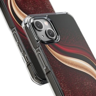 Gilded Crimson Flow · Clear Impact Magnetic Phone Case for iPhone · Red