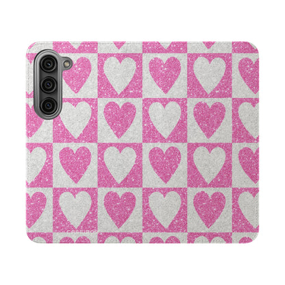 Glitter Heartgrid - Samsung S23 Case - Wallet