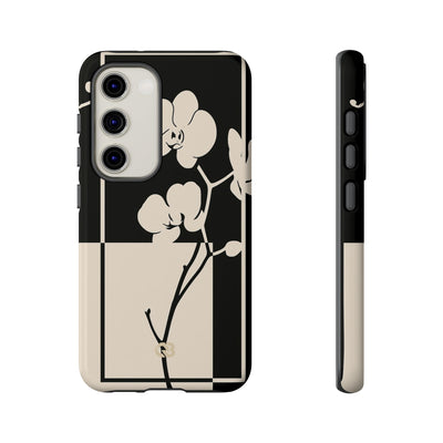 Beige Tough Phone Case for Samsung - Nocturnal Orchid Frame