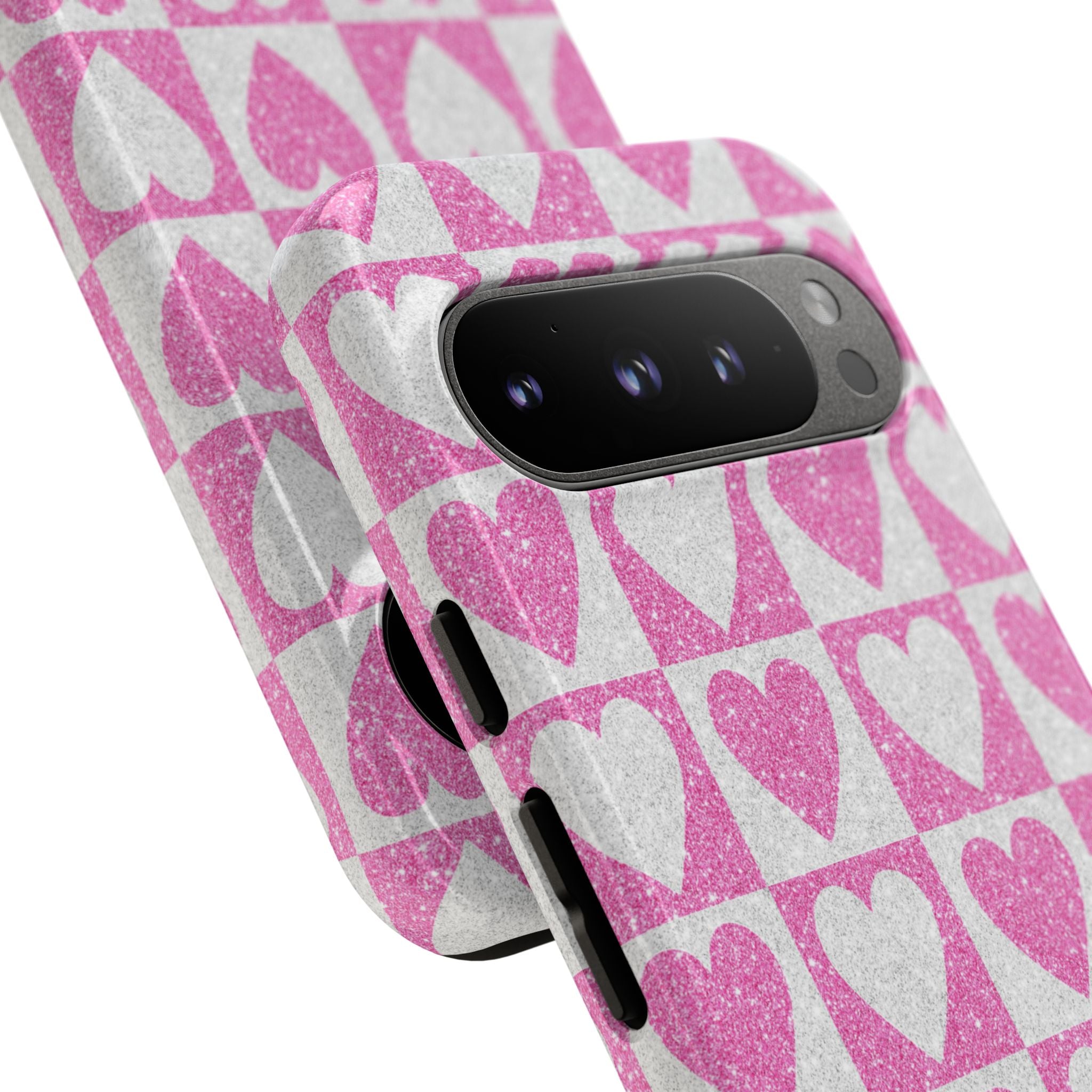 Glitzer Herz Raster Google Pixel 9 Pro Case - Tough