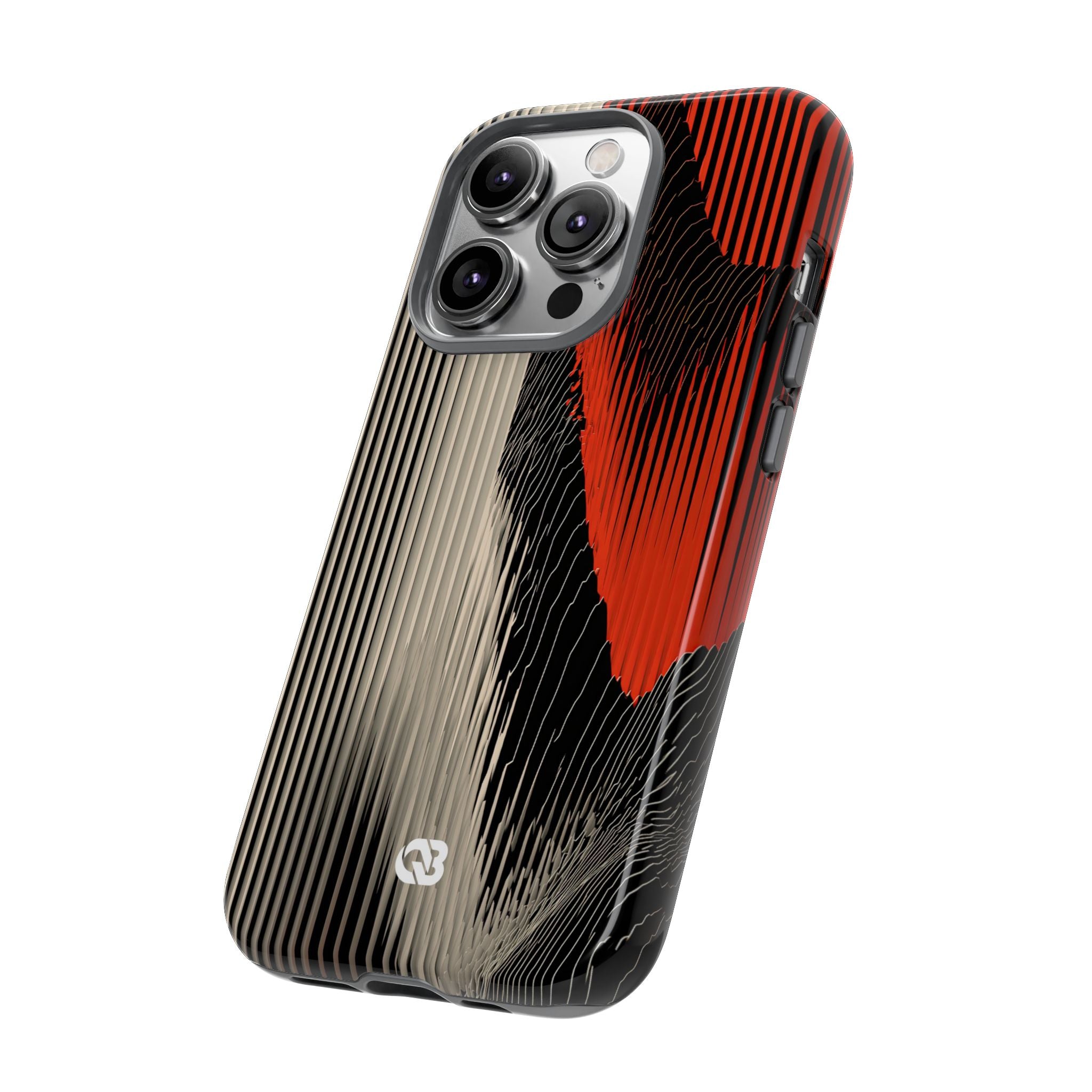 Red Tough Phone Case for iPhone - Crimson Pulse Topo