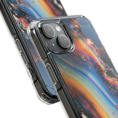 Prismatic Aura Flow · Clear Impact Magnetic Phone Case for iPhone · Blue