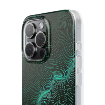 Teal Lite Phone Case for iPhone - Neon Jade Contour