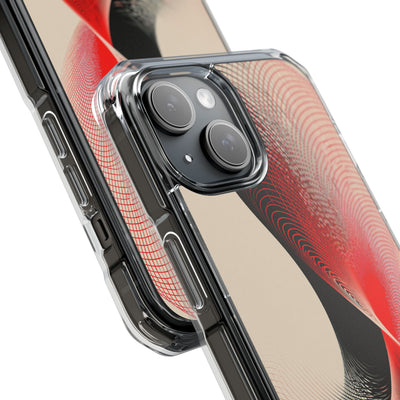 Red Impact MagSafe Phone Case for iPhone - Crimson Grid Vortex