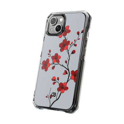 Grey Impact MagSafe Phone Case for iPhone - Crimson Blossom Onyx