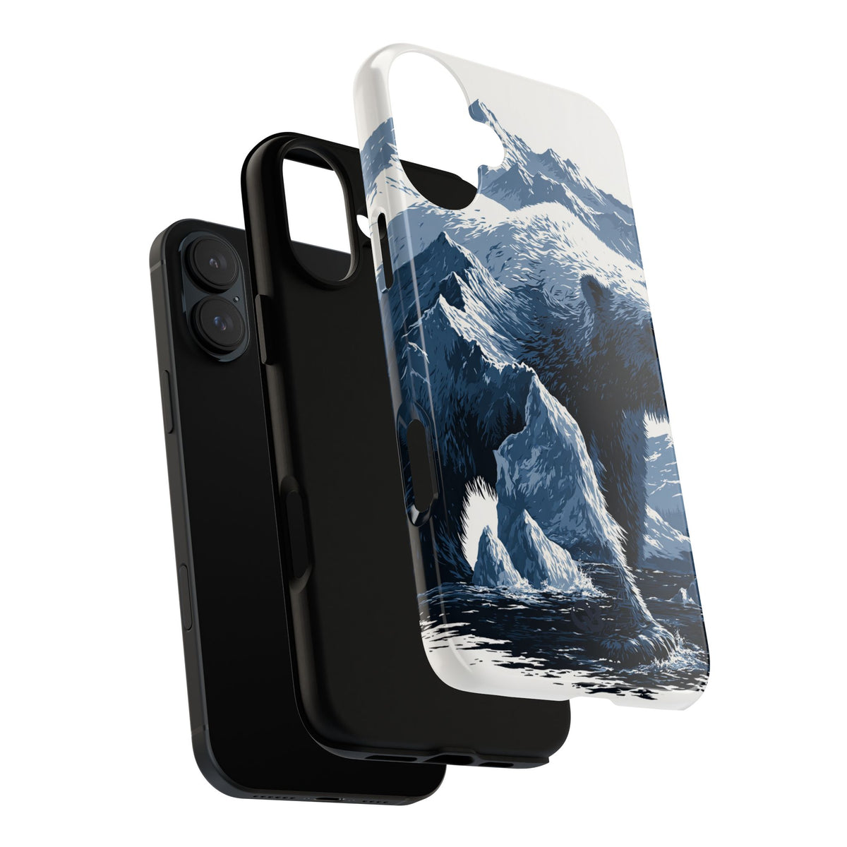 Fjord Summit Bear · Tough Phone Case for iPhone · Blue