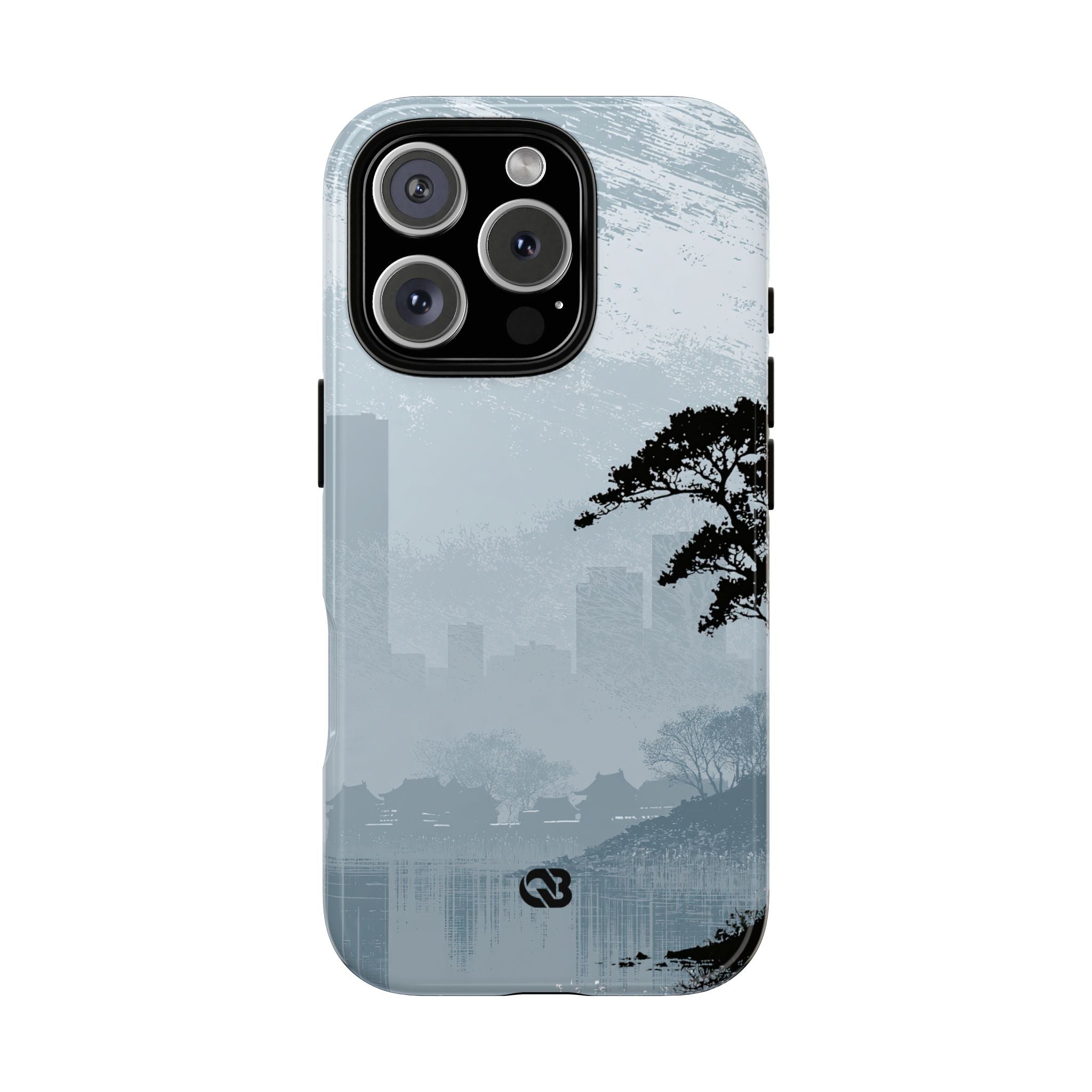 Grey Tough Phone Case for iPhone - Steel Slate Zen
