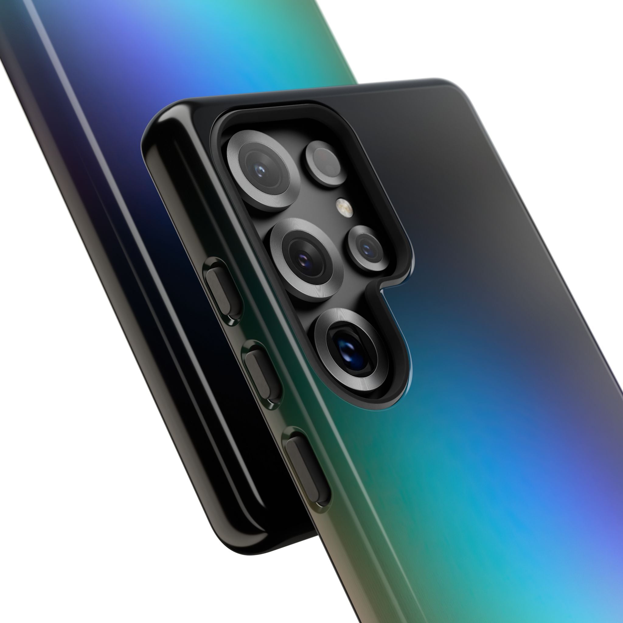 Black Tough Phone Case for Samsung - Electric Prism Grain