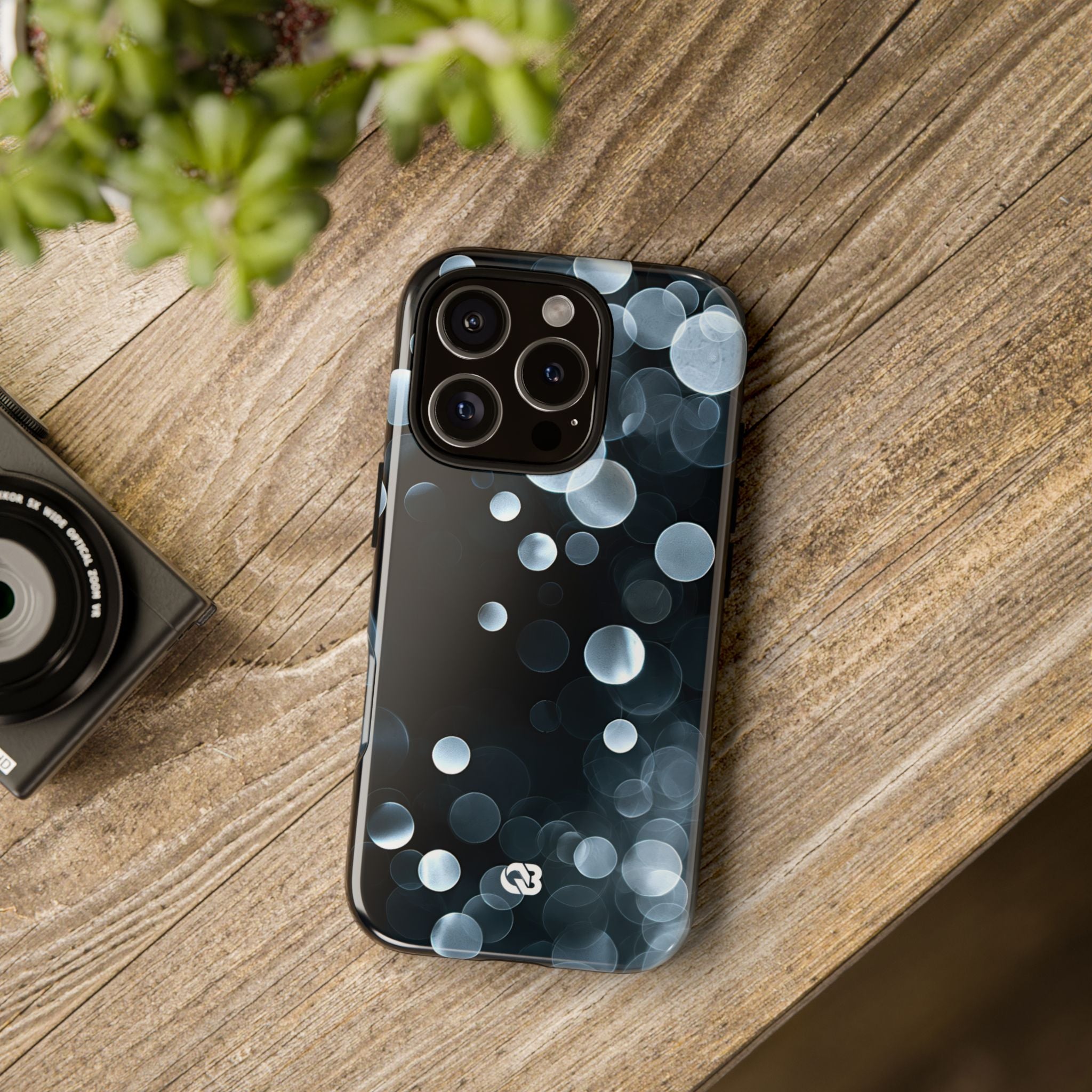 Black Tough Phone Case for iPhone - Silver Orbit Glow
