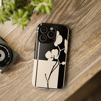 Beige Tough Phone Case for iPhone - Nocturnal Orchid Frame