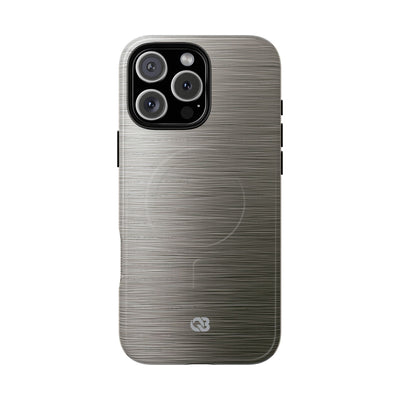 Grey Tough 2.0 Magsafe Phone Case for iPhone - Brushed Industrial Steel