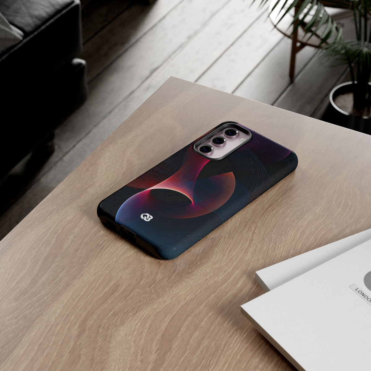Black Tough Phone Case for Samsung - Cobalt Crimson Flux