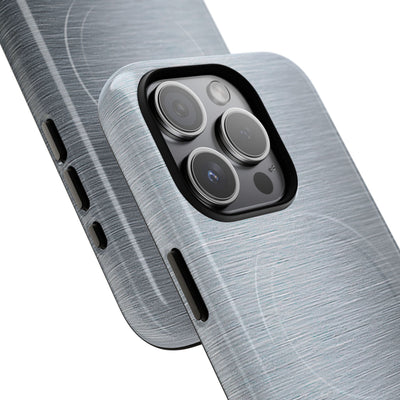 Silver Tough 2.0 Magsafe Phone Case for iPhone - Satin Chrome Grain