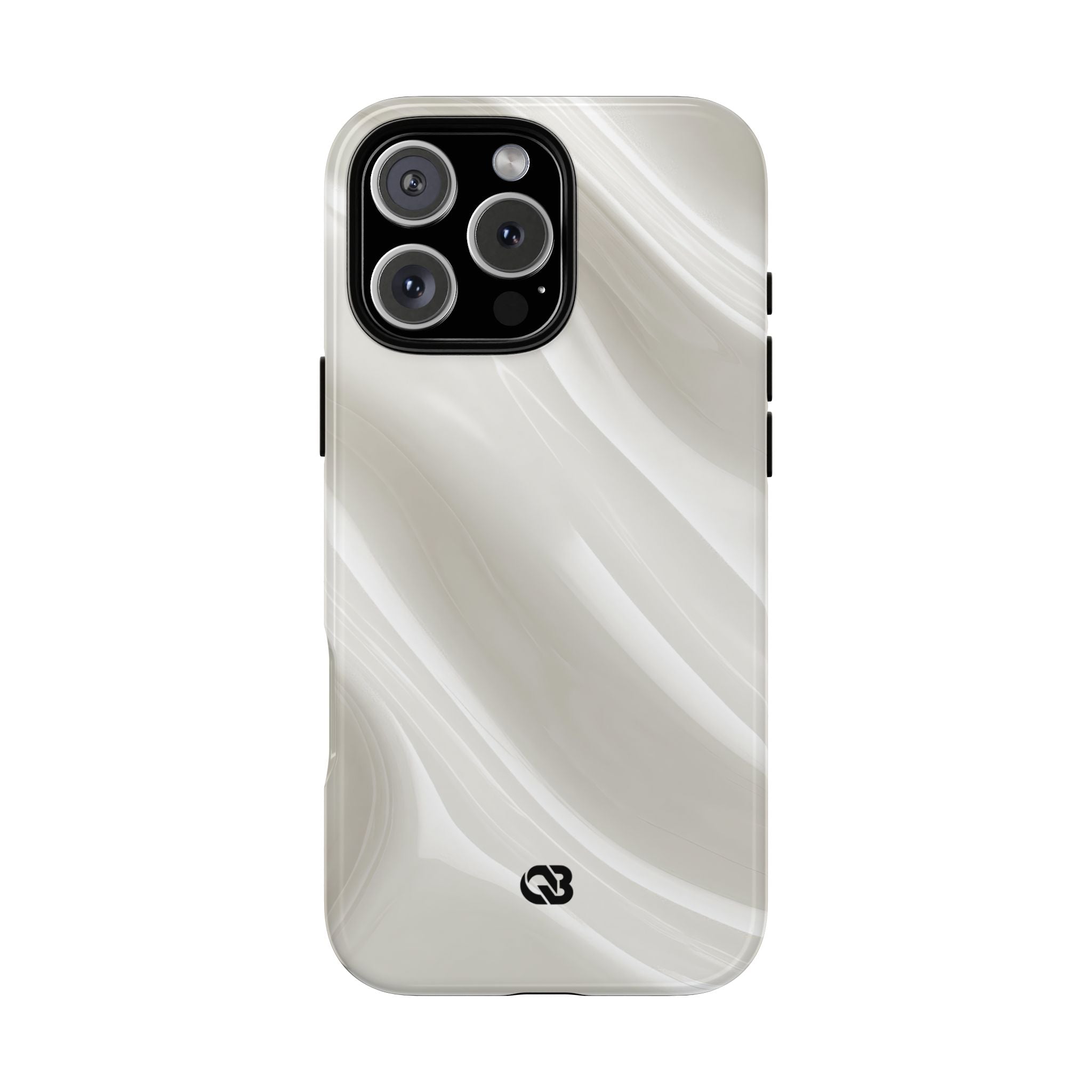 White Tough Phone Case for iPhone - Polished Ivory Wave