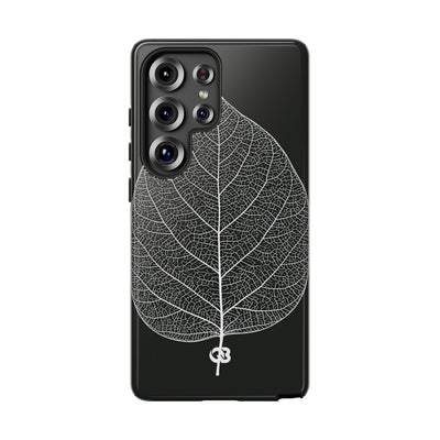 Black Tough Phone Case for Samsung - Bleached Leaf Lattice
