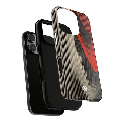 Red Tough Phone Case for iPhone - Crimson Pulse Topo