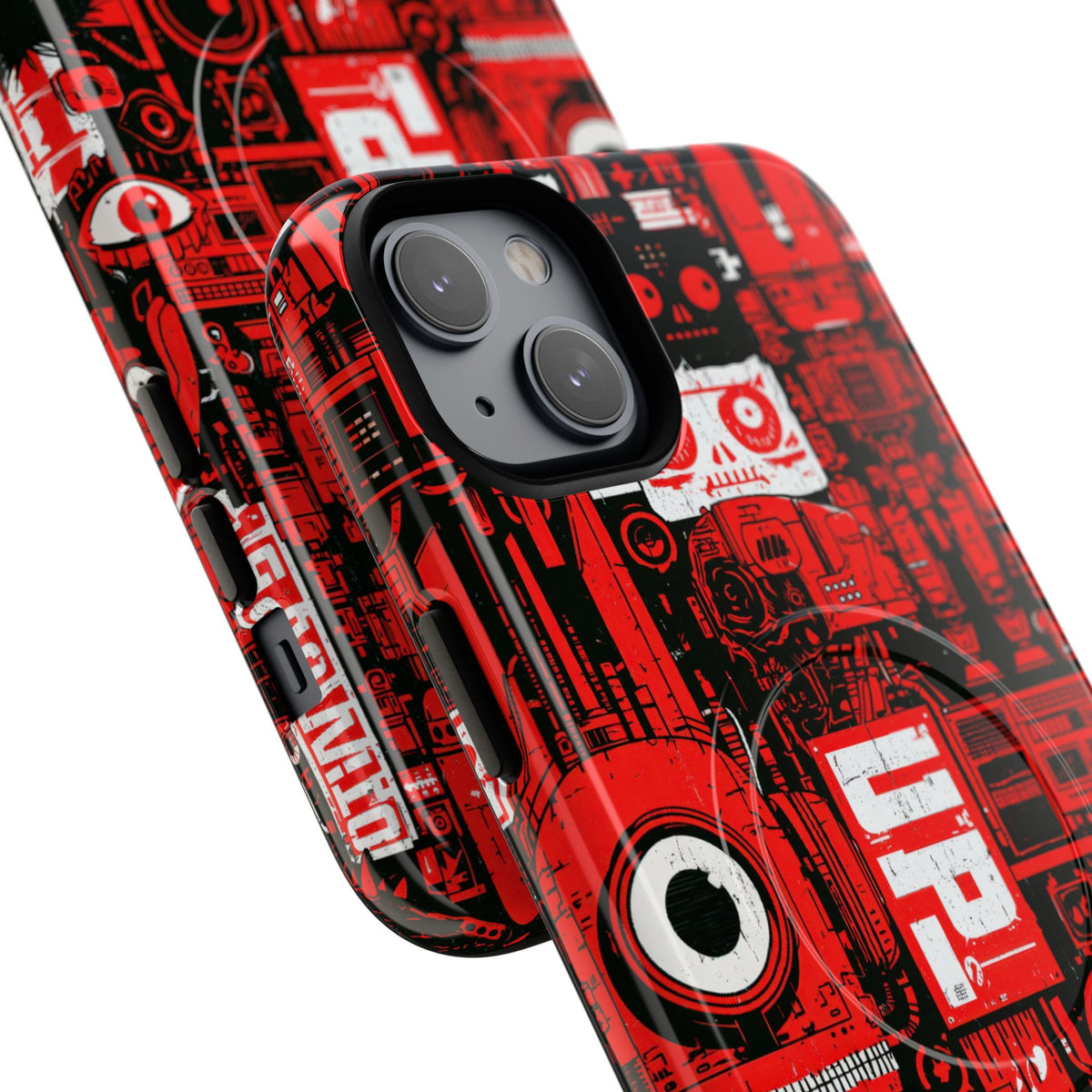 Neo Mecha Collage · Tough 2.0 Magnetic Phone Case for iPhone · Red