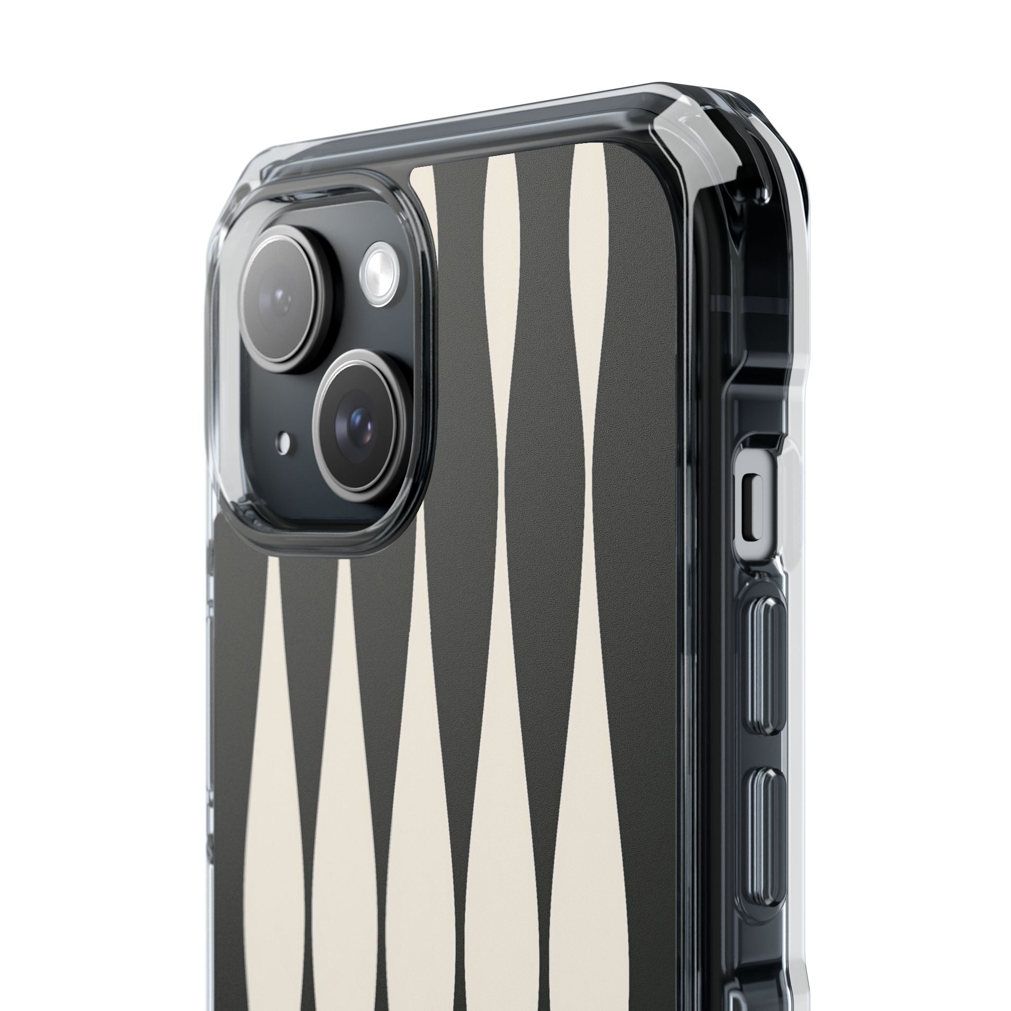 Black Impact MagSafe Phone Case for iPhone - Ivory Spindle Grid