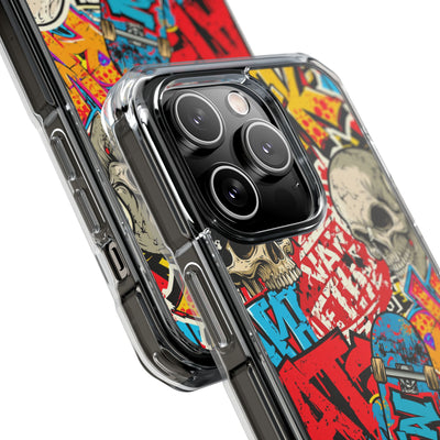 Skate Skull Riot · Clear Impact Magnetic Phone Case for iPhone · Red