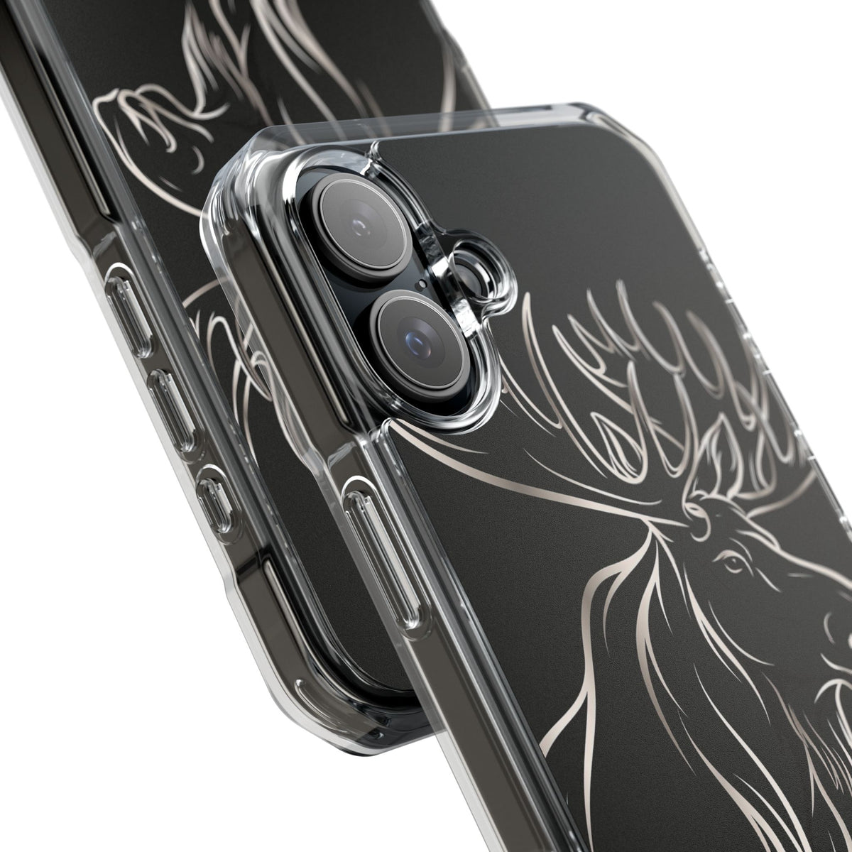 Nordic Moose Contour · Clear Impact Magnetic Phone Case for iPhone · Black